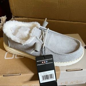 NEW Hey Dude Shoes Womens Wendy Corduroy Grey Fuzzy